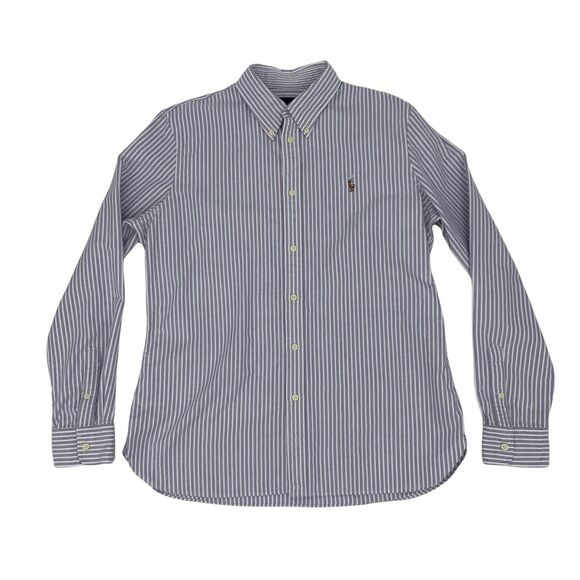 Ralph Lauren Dress Shirt Mens Size XL Purple White Stripe Custom Fit Button Down - Picture 1 of 9